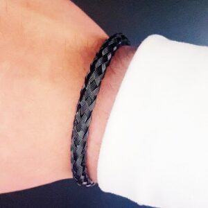 Steel Twisted Wire Cuff Bracelet in Black Color