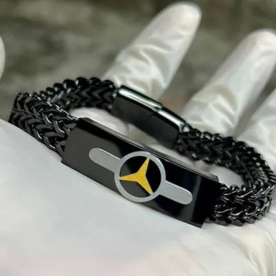 Phoenix Titanium Black Mercedes Bracelet For Men deep com bd