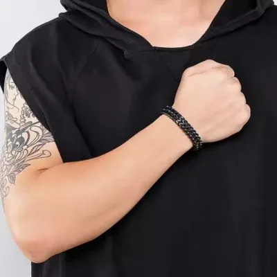 Trendy Phoenix Titanium Black Bracelet For Men deep com bd