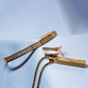 Ayatul Kursi Golden Bar Locket & Bracelet & Ring