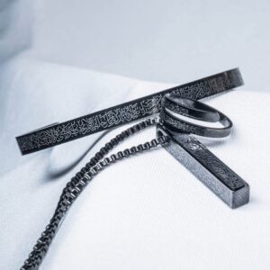 Ayatul Kursi Black Bar Locket & Bracelet & Ring