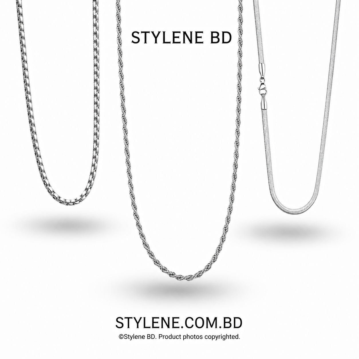 3 Pcs Silver Chain Combo