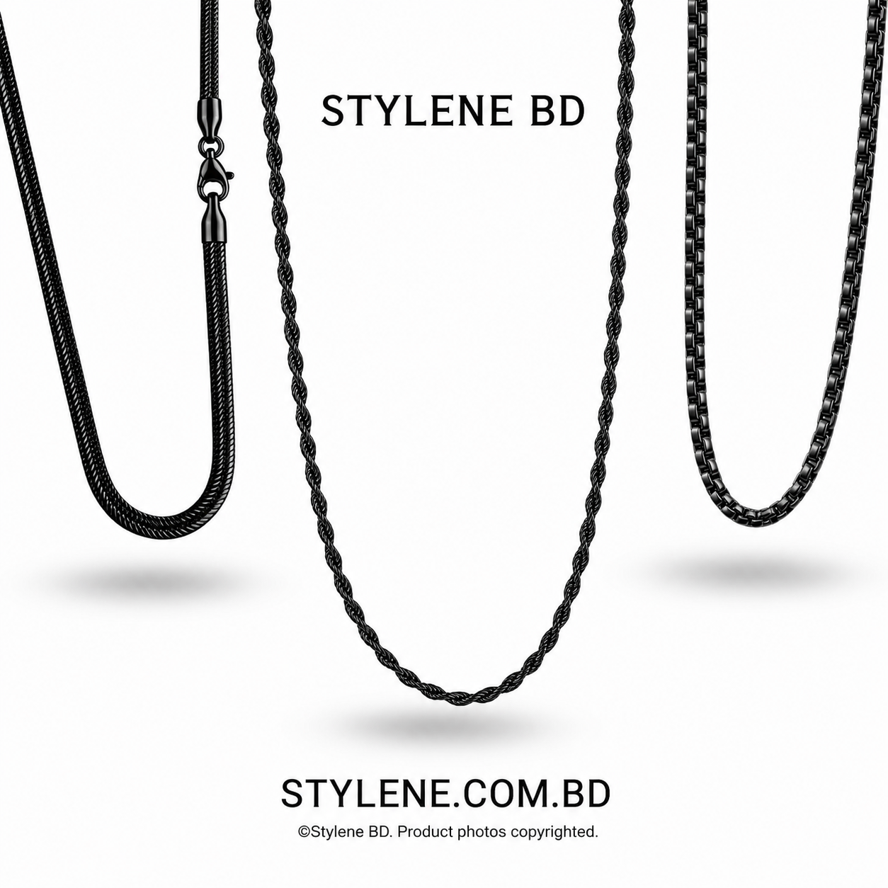 3Pcs Black Chain Combo